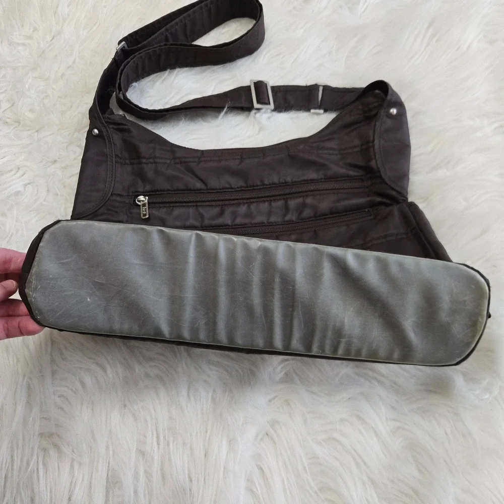 Lug Brown Quilted Crossbody Messenger Bag Travel‎ Organizer Water Bottle Pocket